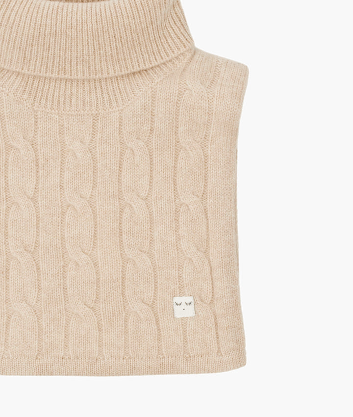 Beige Cable Knit Cashmere Scarf